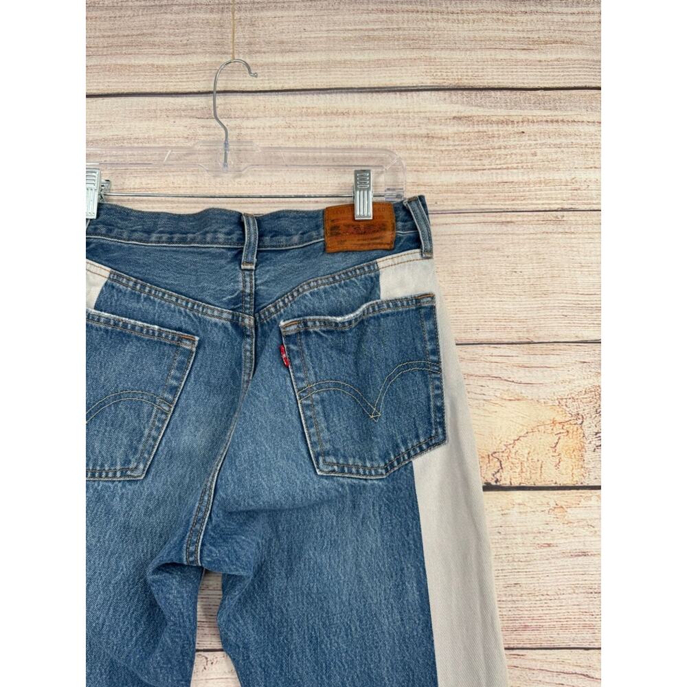 Levi's Premium 501 Moto Crop Straight Jeans Women's 26x28 Blue/Gray/Tan - Picture 4 of 15